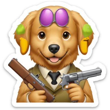 Perro con una pistola sticker