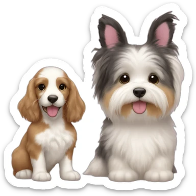 Bunny and a duck and a havanese puppy sticker
