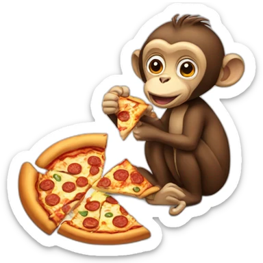 Monkeys eating pizza sticker