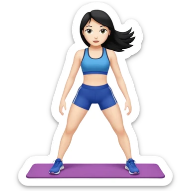 makeup woman with black hair doing fitness sticker