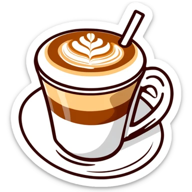 expensive artisanal latte in a cafe from upward view perspective, latte art, fancy coffee drink sticker
