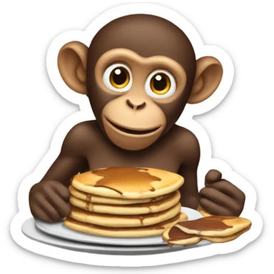 A monkey who eats a chocolate pancakes sticker