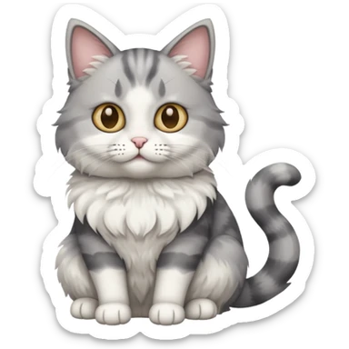 a grey and white cat sitting regally sticker