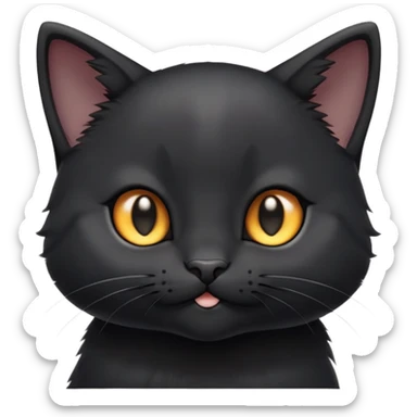 cinematic-cute-black-kitten cat-portrait-emoji,-head-tilted-playfully-and-inquisitively,-sleek-black-fur-with-subtle-hints-of-deep-gray,-simplified-yet-adorable-features,-highly-detailed,-glowing-with-a-warm,-friendly-glow sticker