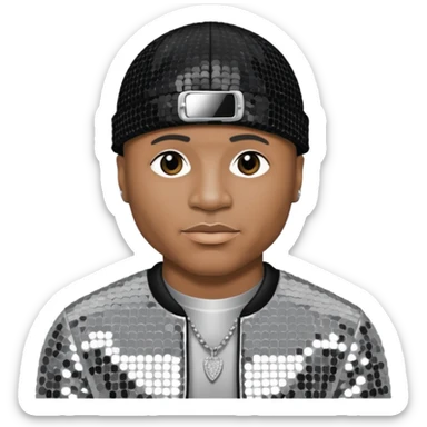 LL Cool J with silver sequin outfit sticker