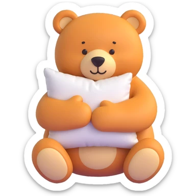 cuddly bear hugging a soft pillow looking cozy content sticker