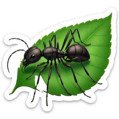 a black ant on leaf sticker