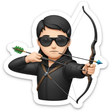 Blind archer aiming show black shades on the archer sticker