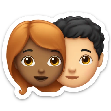 black hair girl kissing ginger hair boy sticker
