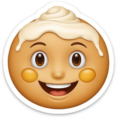 a smiley face with cream on the face sticker