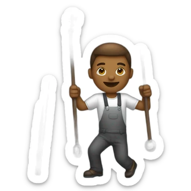 A man who is working with a swing sticker