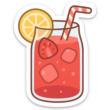flat toon strawberry lemonade sticker