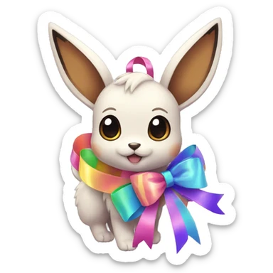 Shiny colorful Eevee with ribbons sticker