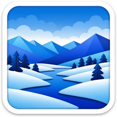 Matisse style BLUE abstract art WINTER landscape sticker