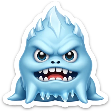 a grumpy chibi ice monster, scary, sinister sticker