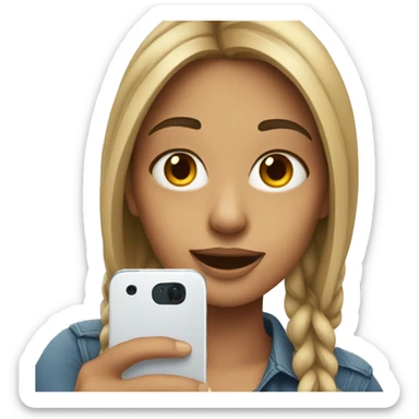 a girl with a phone making selfie sticker