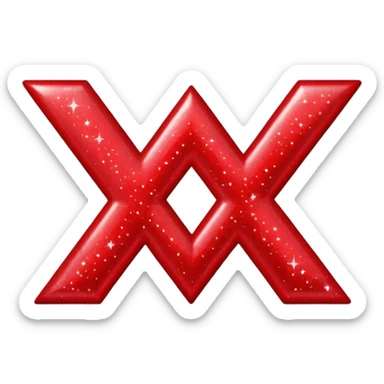 The letters xoxo in sparkly red font sticker
