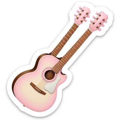 White guitar with soft pink bows sticker