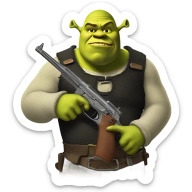 Shrek with a gun sticker