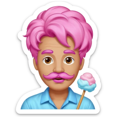 cloud person cotton candy sassy very big mustached sticker