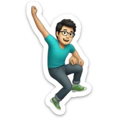 Dark-haired man with glasses climbing indoors sticker