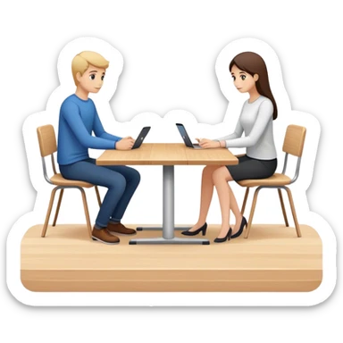 meeting table with two young people seated sticker