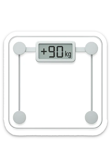 Bilancia pesa persone con scritto +90kg sticker