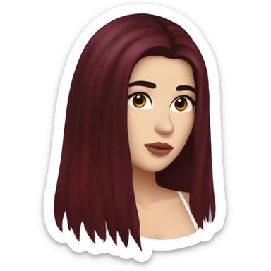 dua lipa with dark red long hair sticker