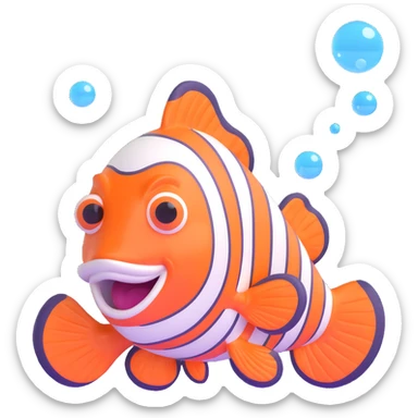 cute clownfish blowing bubbles sticker