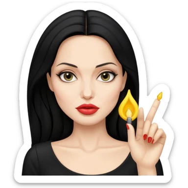 “Emoji girl, femme fatale, black hair. anglina jolie vibes sticker