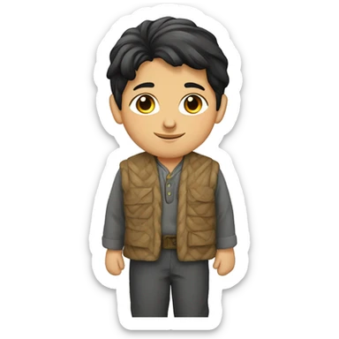 Tajik afghan boy with a pakol sticker