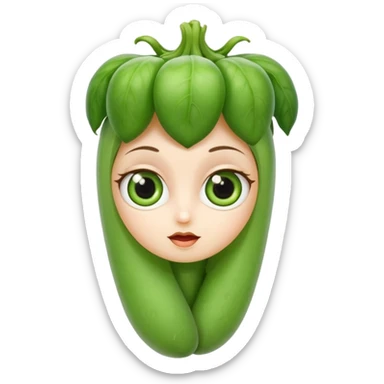 lady finger vegetable keeping the shape normal with big eyes sticker