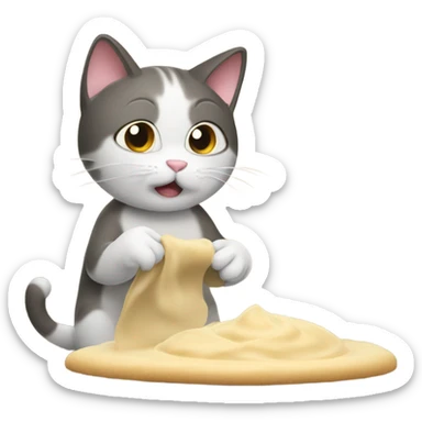 Cat kneading dough sticker
