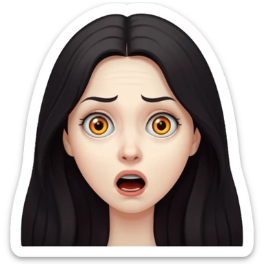 A realistic woman in horror, waist-length portrait sticker