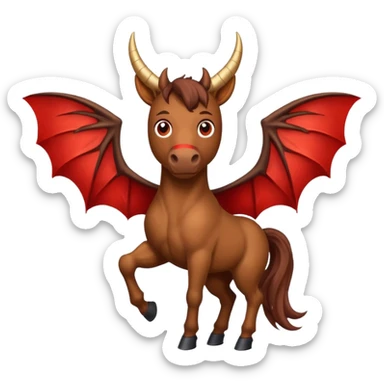 horse with horns and red bat wings sticker
