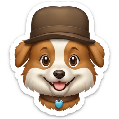 Dog wearing hat sticker