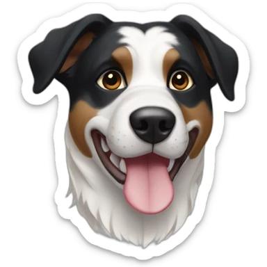 short-hair, black-and-white, border-collie-american-bulldog, white-fur-around-left-eye sticker