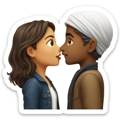 A French boy kissing an Iranian girl sticker