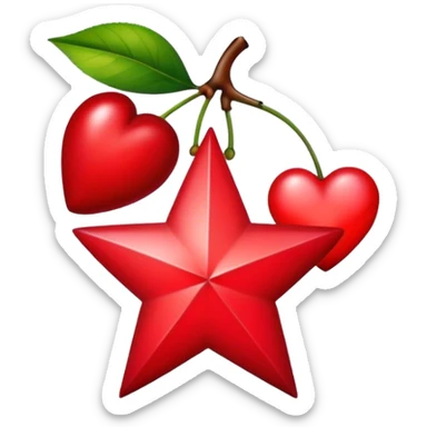 Tatouage, rouge, étoile, cerise, cœur sticker