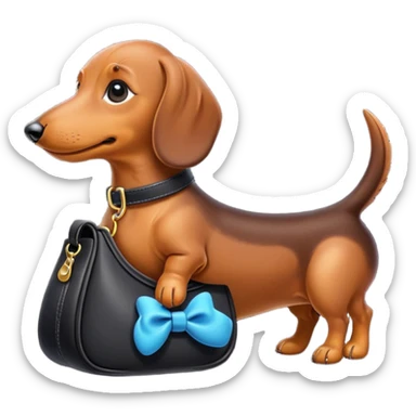 a black bag shaped like a dachshund sticker