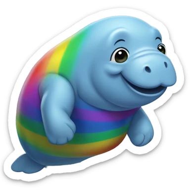 dancing rainbow manatee sticker