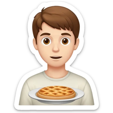Hungry white boy with brown hair  sticker