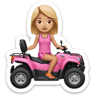 Atv ride girl in orange atv pink top  sticker