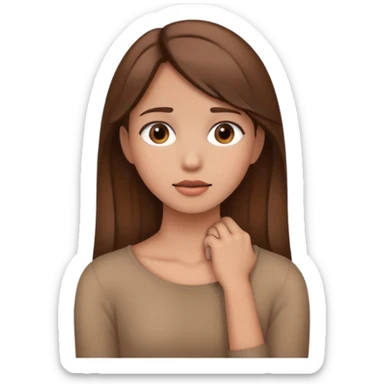 girl hold her neck sticker