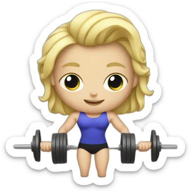 blonde weightlifter holding computer sticker