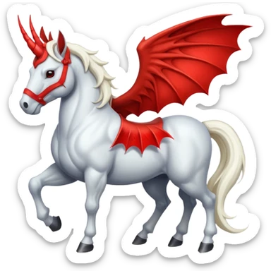 white horse with horns and red bat wings sticker