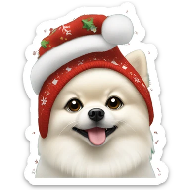 White pomeranian in a christmas sweater sticker