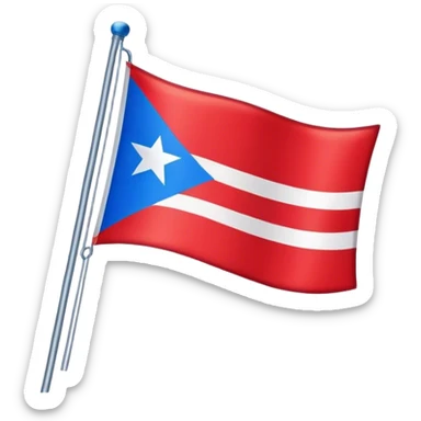 a flag with blue and red  sticker