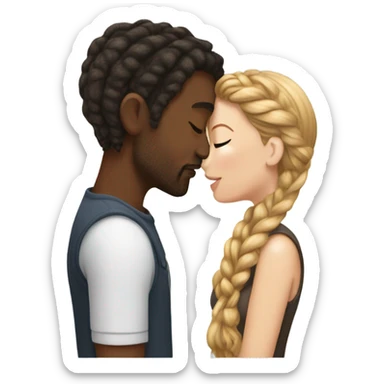 black male braids kissing white female brown hair  sticker