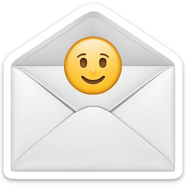 Emoji-style illustration of an envelope with a small info ‘i’ symbol on it, representing ‘Contact Us’. Bright, modern, minimal style sticker